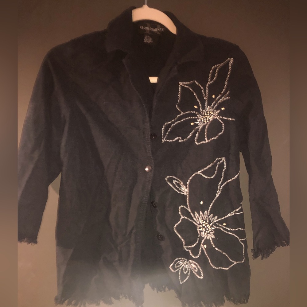 Fringe country style blouse with flower design